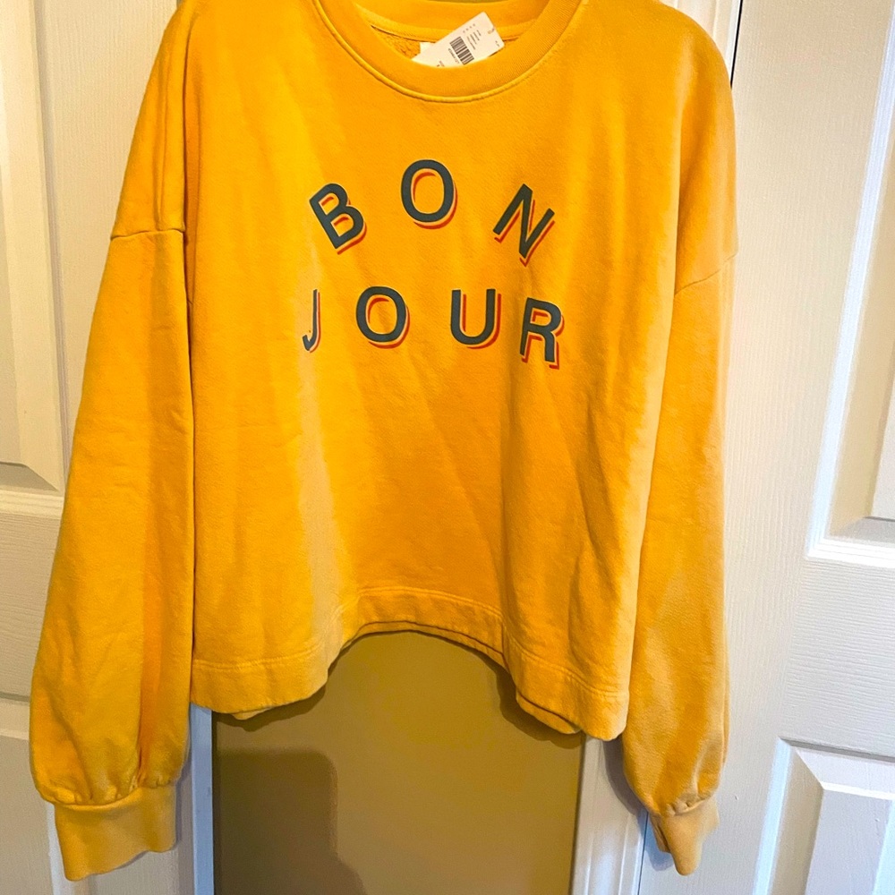NWT SUNDRY BON JOUR SWEATSHIRT - LARGE